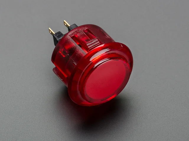 Botón arcade translúcido rojo de 30 mm