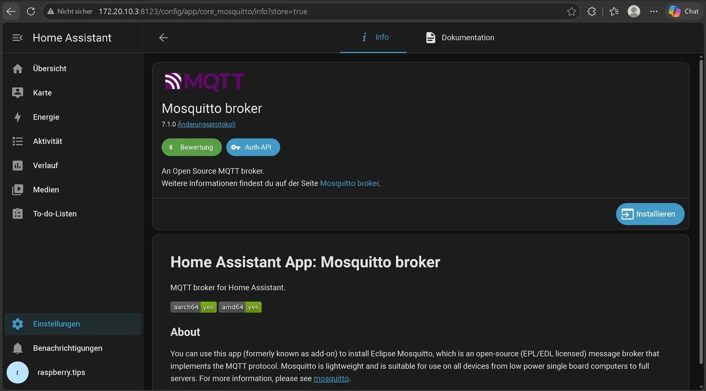 Instalar el add on Mosquitto broker en Home Assistant