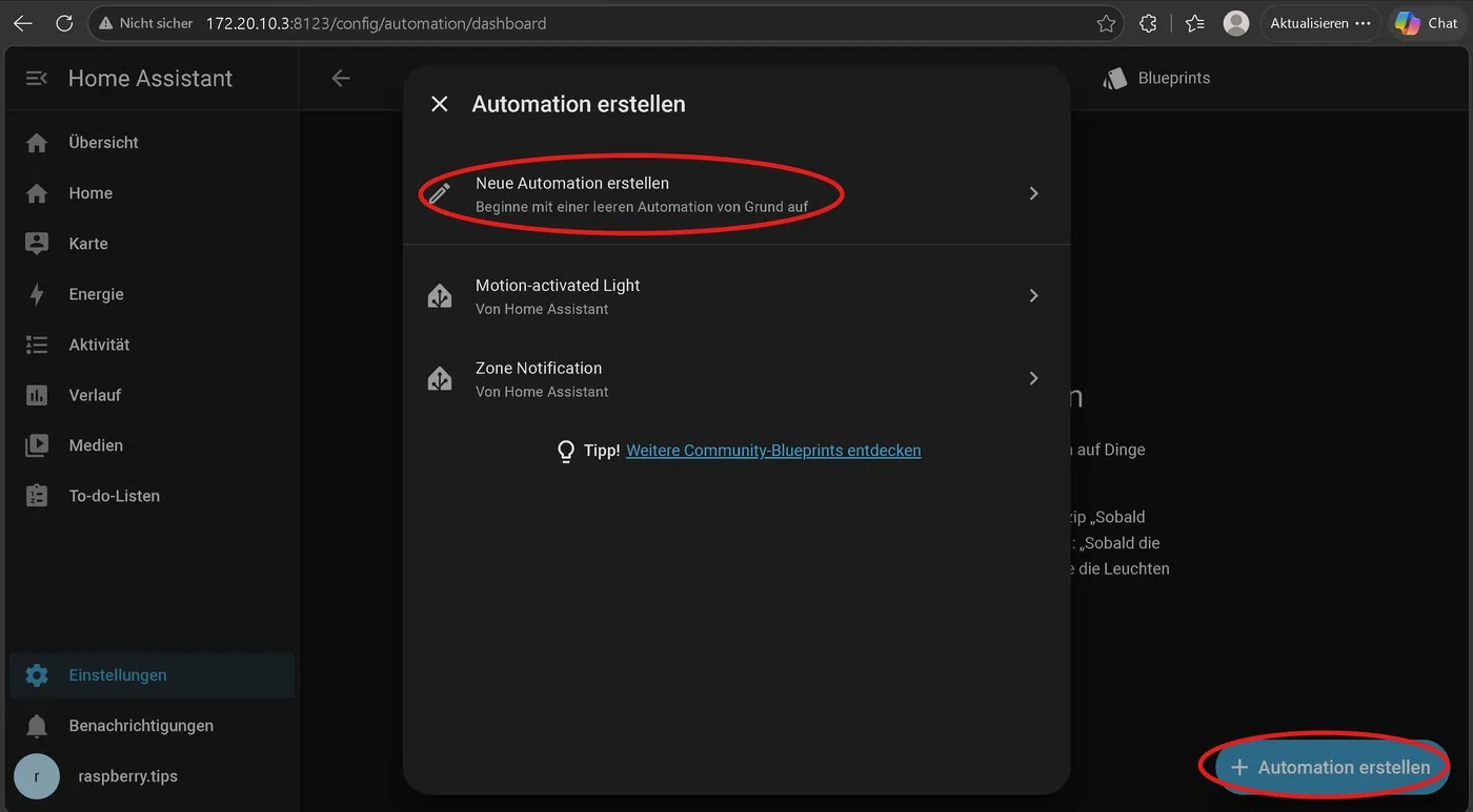 Crear la automatización de alerta en Home Assistant usando el sensor Problem