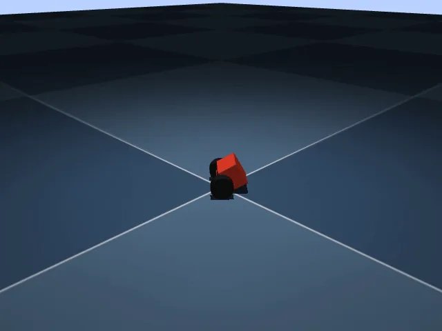 Cuadro del video de prueba con política aleatoria en la simulación de MuJoCo, del artículo original