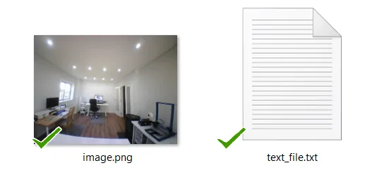 Archivos de imagen y texto listos para enviar por correo