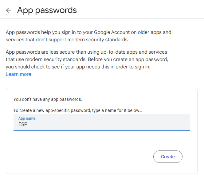 Creando una contraseña de aplicación en la cuenta de Google