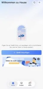 Pantalla de inicio de la app con el botón para agregar un dispositivo nuevo