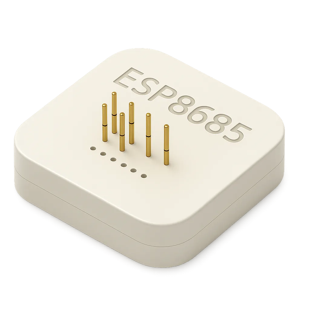 Render del módulo ESP8685 WROOM 03 basado en ESP32 C3, el reemplazo de código abierto que se instala en la PCB del Aubess