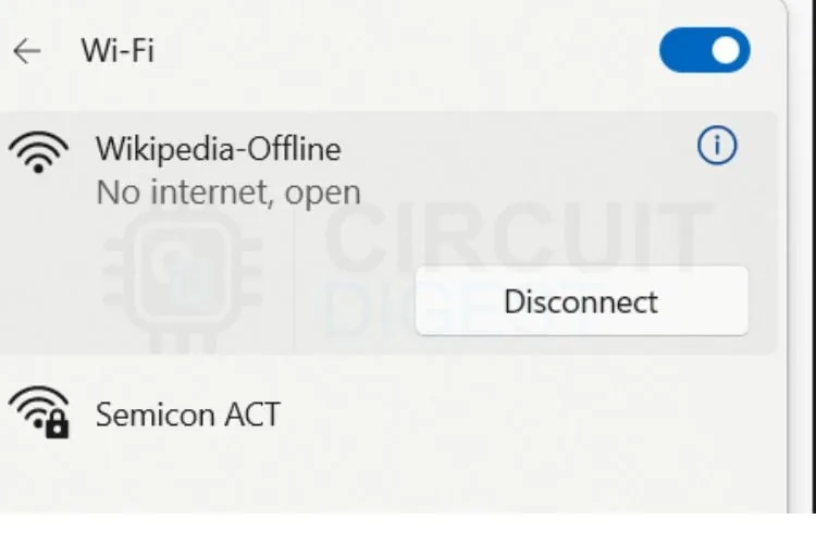 Conexión a la red WiFi abierta Wikipedia Offline creada por el ESP32-S3