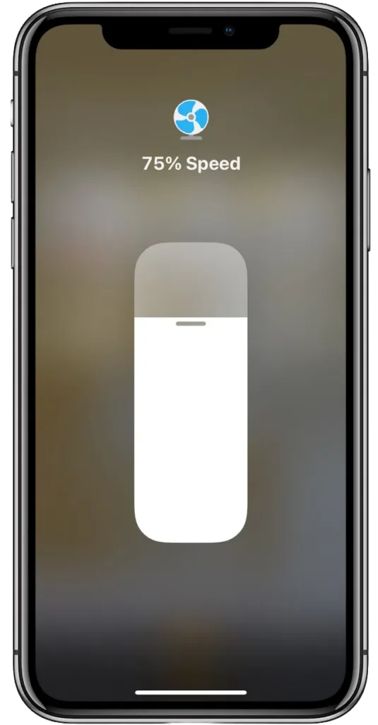 Control de velocidad del ventilador desde la app HomeKit en el iPhone