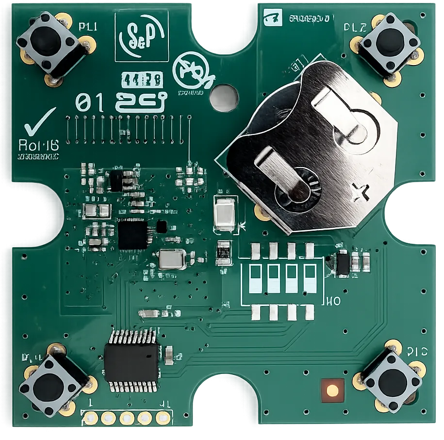 Placa interna del control remoto del extractor, donde se cablean los botones al ESP32