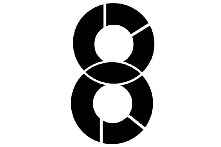 Diseño del dígito de segmentos redondos con la disposición curva de cada segmento