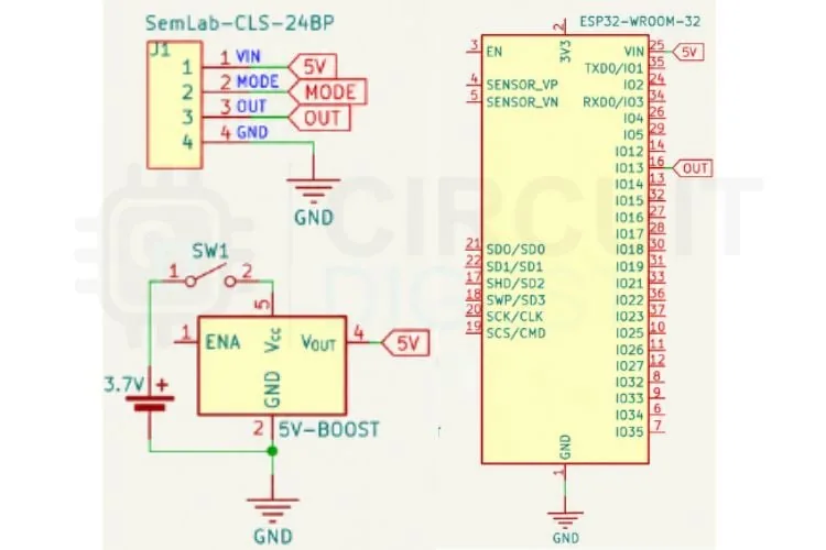 Diagrama de conexión del transmisor y del receptor del monitor de nivel sin contacto