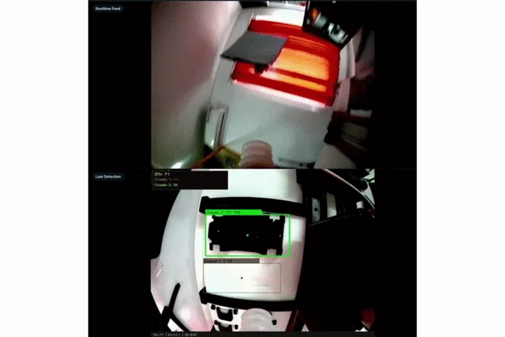 Interfaz de visión mostrando la detección en vivo