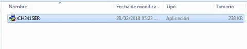Archivo CH341SER descargado en el explorador de Windows
