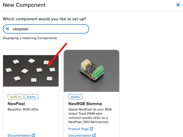 Panel de configuración de WipperSnapper dentro de Adafruit IO