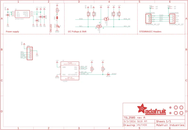 Esquemático del breakout TSL2585