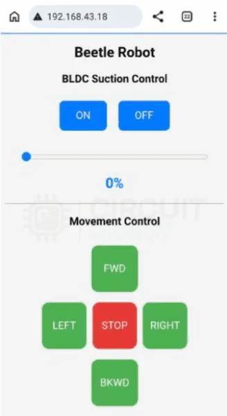 Aplicación web para controlar el robot desde el celular