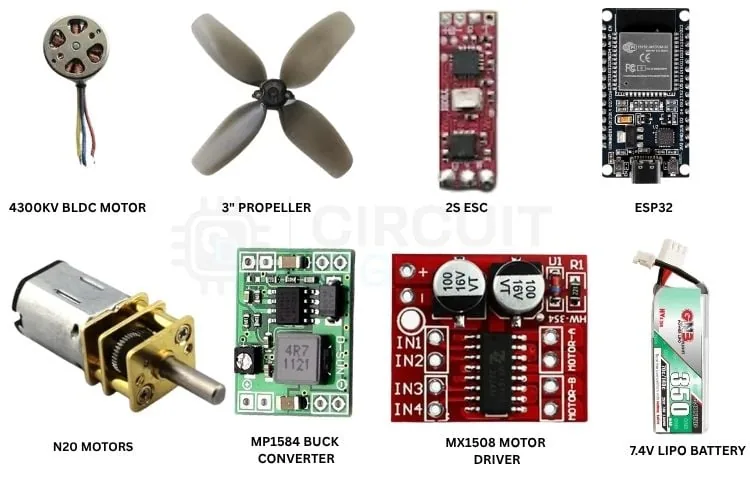 Componentes del robot escalador de paredes