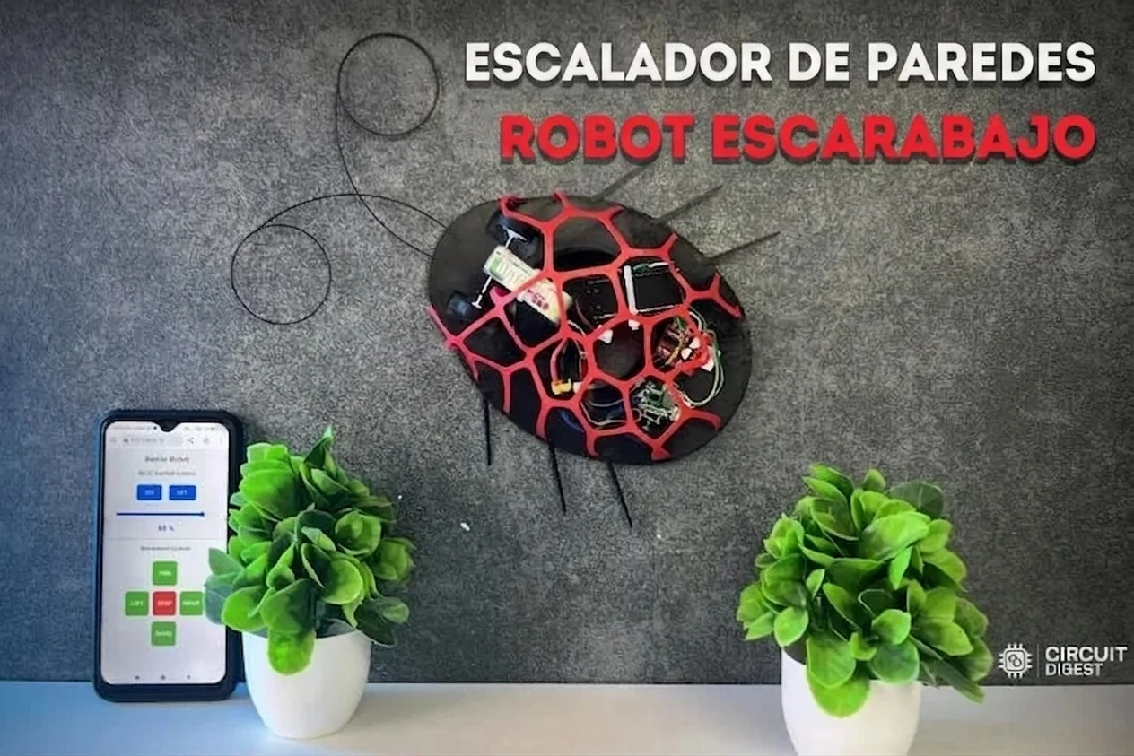 Robot escalador de paredes con ESP32: succión brushless en la palma de tu mano