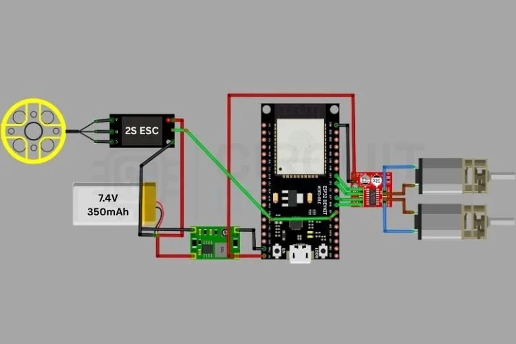 Diagrama de circuito del robot escarabajo escalador