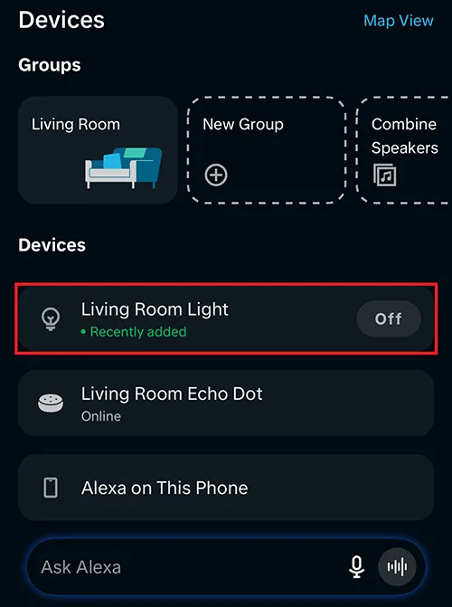 Lista de dispositivos de Alexa con la luz Matter del ESP32
