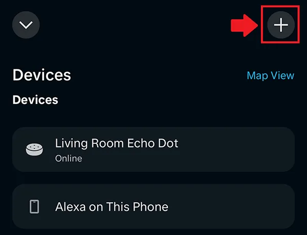 App Alexa con el botón para agregar un dispositivo