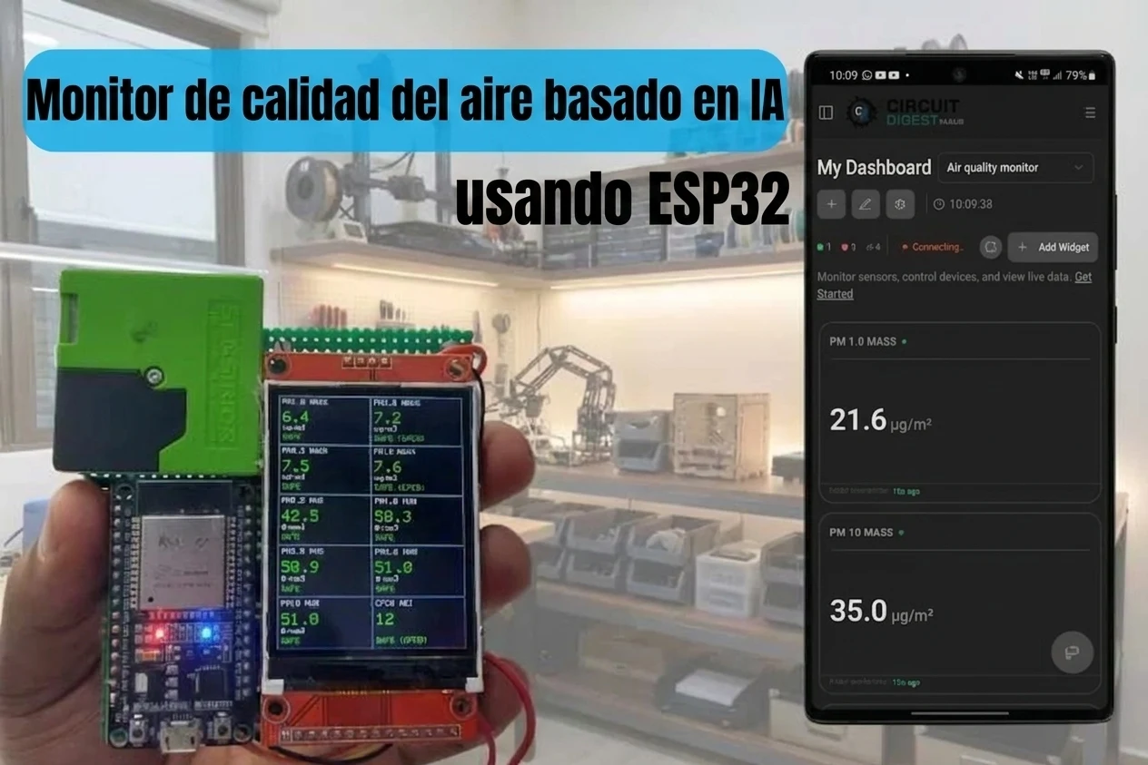Monitor de calidad del aire con ESP32 y SPS30, calibrado al índice chileno