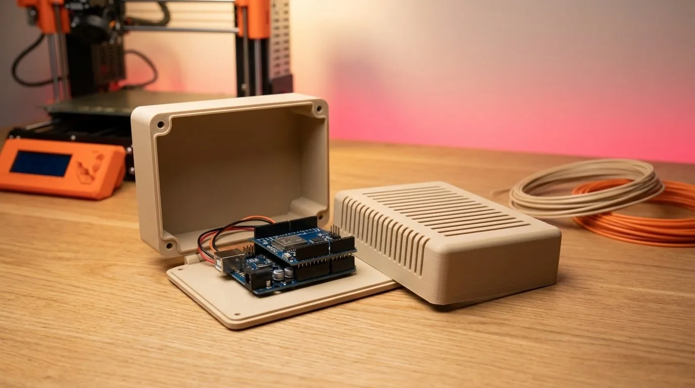 Caja para Arduino UNO Q y Media Carrier: diseño a presión, cero tornillos