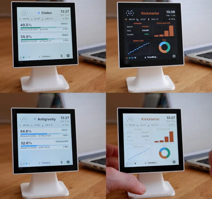 Token Monitor con soporte para Claude Code, Codex y Antigravity, y vistas de panel personalizables