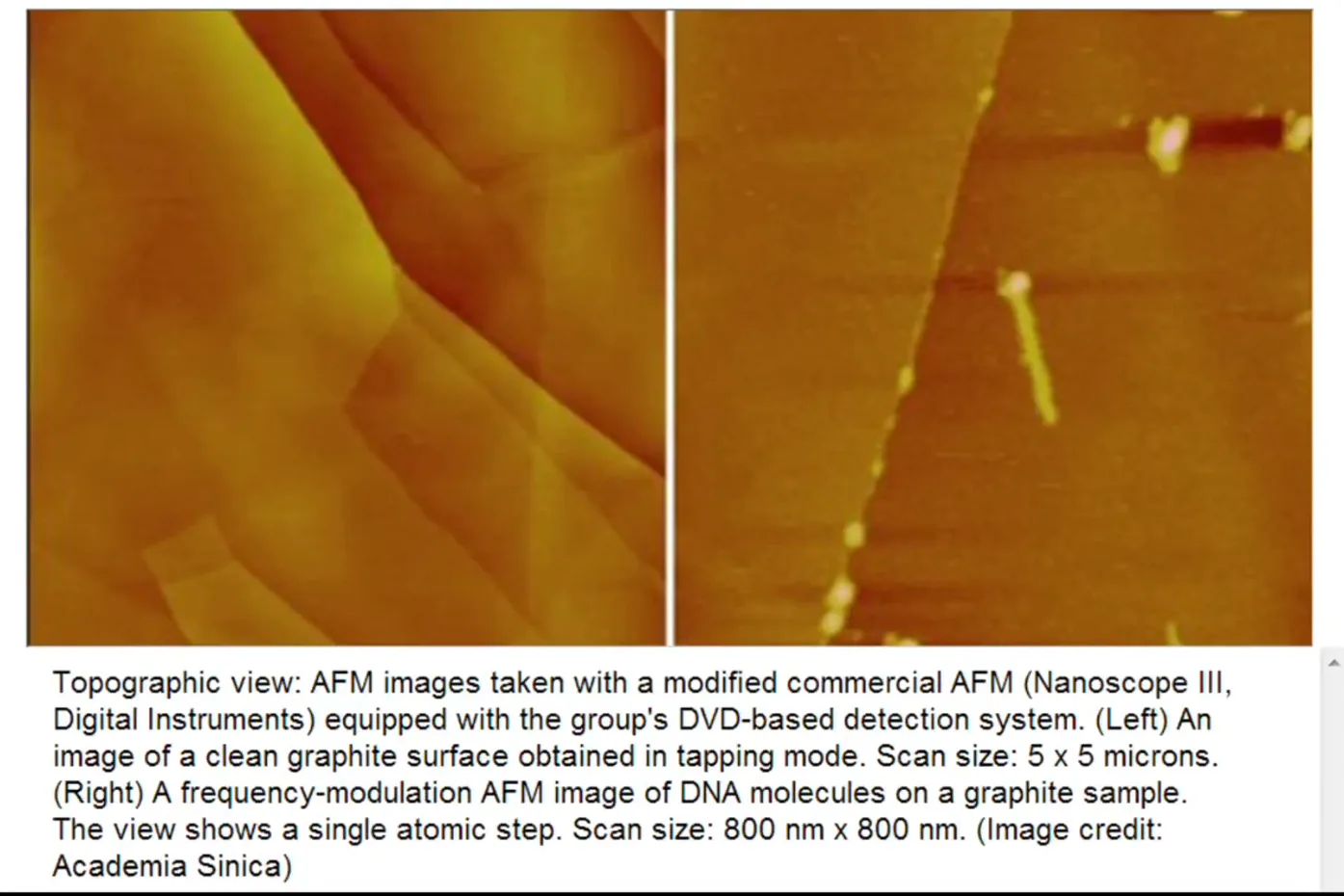 Una sola hebra de ADN captada con un montaje de microscopio de fuerza atómica basado en DVD