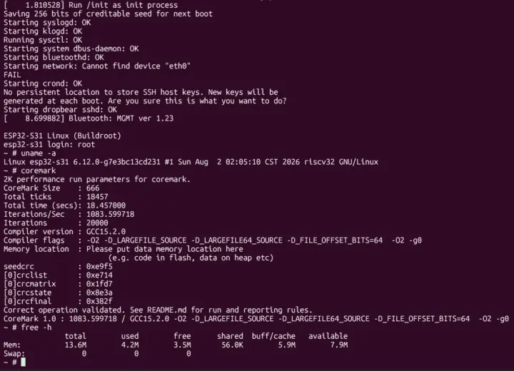 Porte de Linux 6.12 para el ESP32-S31 hecho por GrieferPig