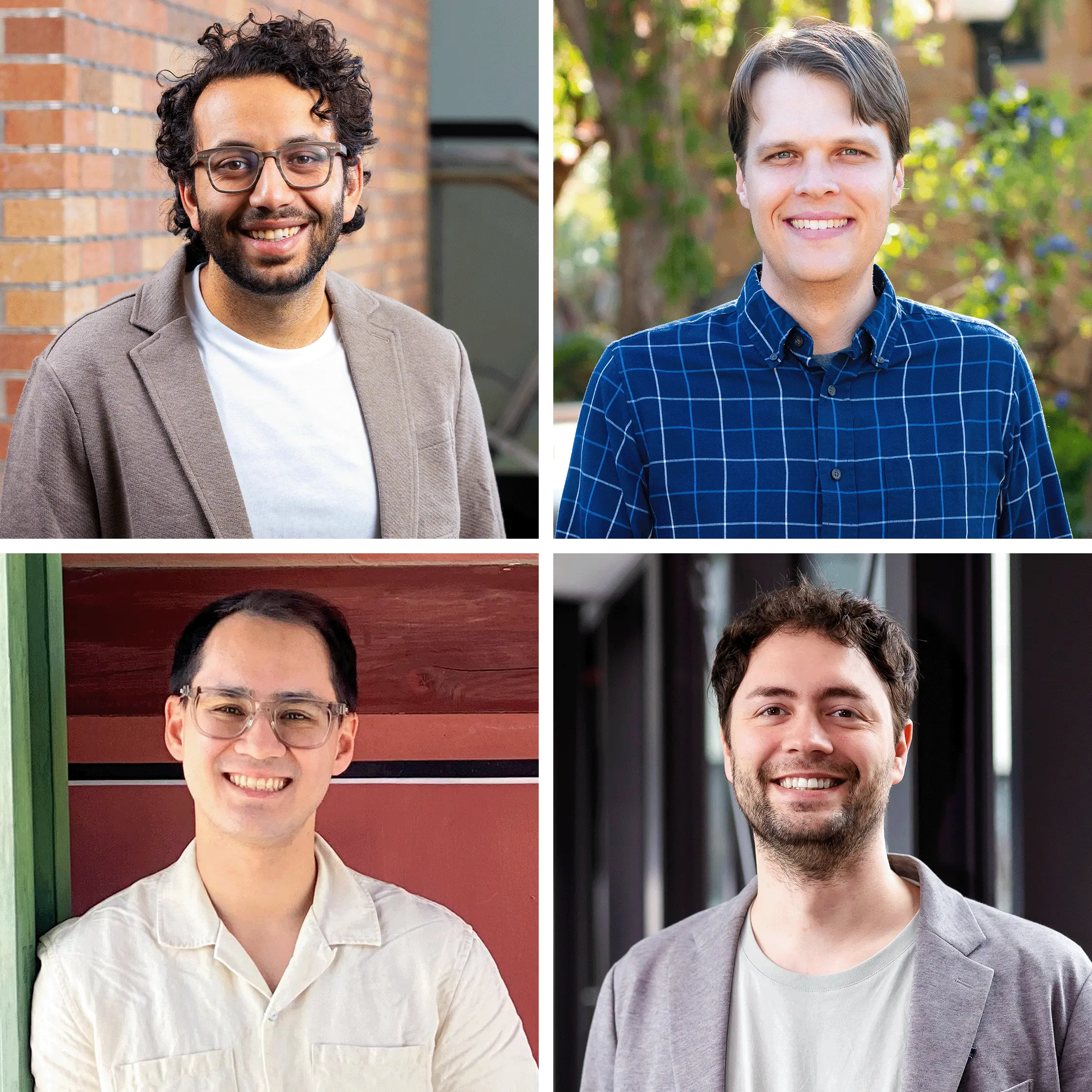 En sentido horario desde arriba a la izquierda: Chinmay Nirkhe, Mark Zhandry, Jonas Haferkamp y John Bostanci