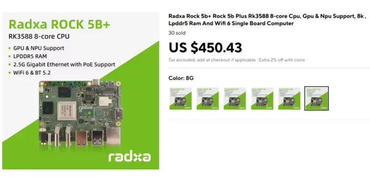 Radxa ROCK 5B Plus 8GB a 450 dólares
