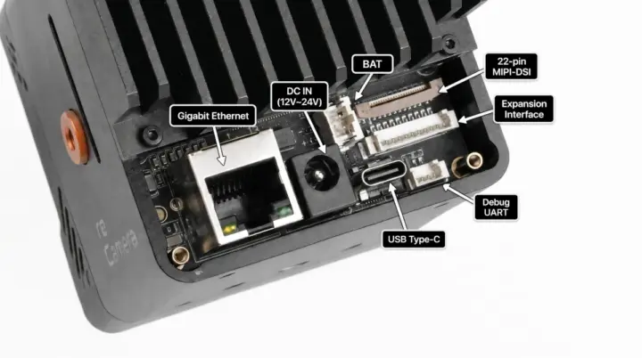Puertos y conectores de la reCamera Pro